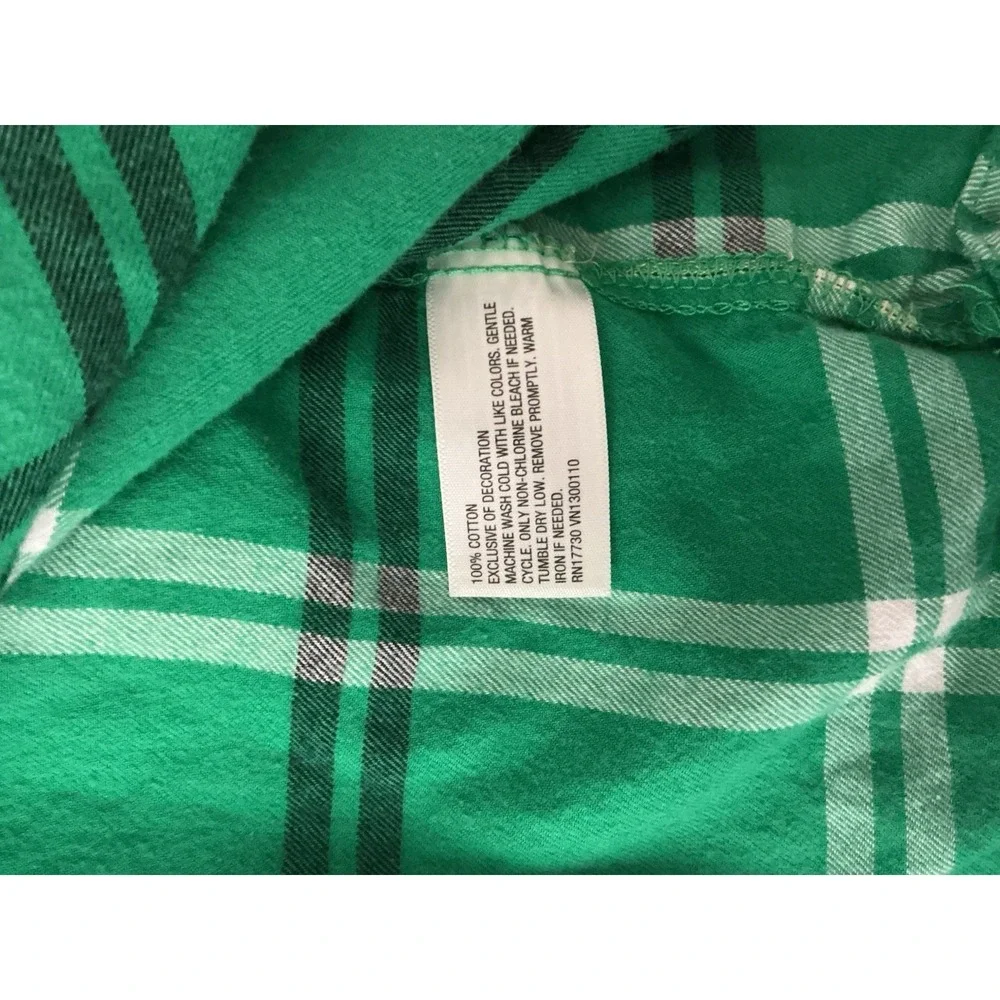 Wondershop Green Plaid Pajama Top Button Front Women's 1X Cotton